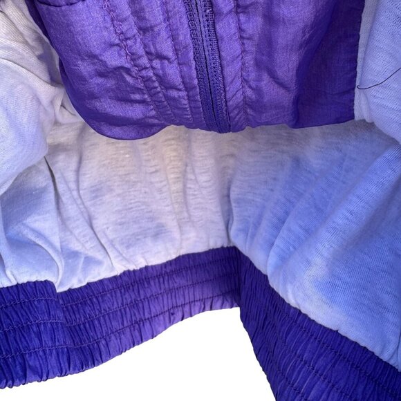 Lavon Vintage 80s Starfish Print High Collar Purple Swishy Windbreaker Jacket S - Picture 9 of 11